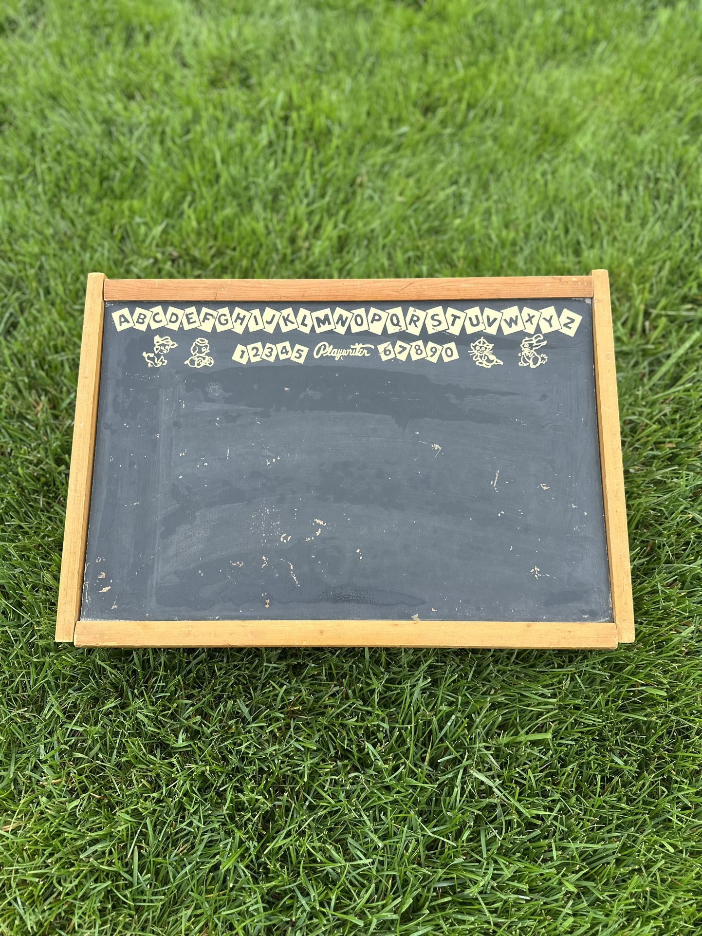Vintage Playwriter kids wall chalkboard with alphabet- kids chalkboard toy 19x13