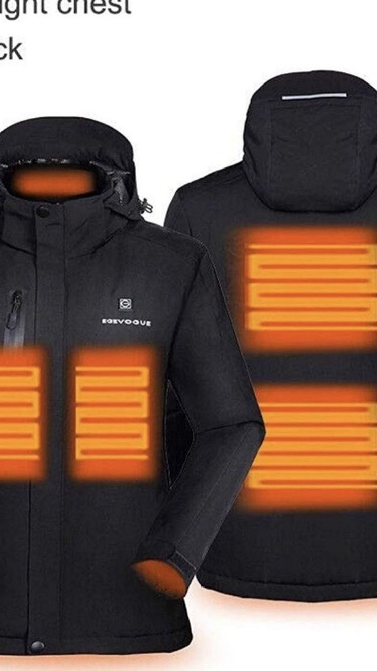 Women heated jacket battery pack coat hood waterproof
