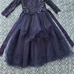 Navy Blue Girls' Sequin Dress