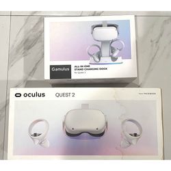 128gb Oculus Meta-Quest 2 VR Headset And Charging Dock Stand for Steam PC Gaming - Barely used New