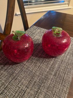 Set of 2 heavy glass apples