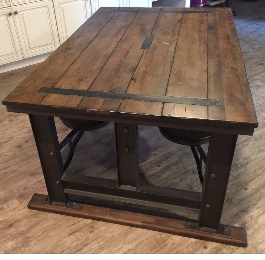 Beautiful Solid Wood and Steel Galvin Cafeteria Table for Sale in