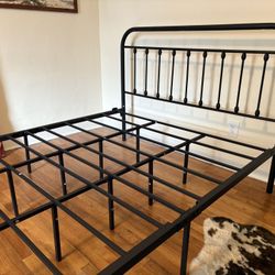 Metal Queen Bed Frame With Headboard & Footboard