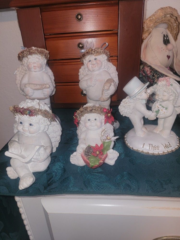 Set Of 5 Vintage Dreamsicle Angels.