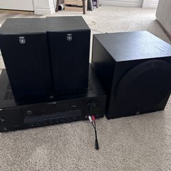 Yamaha Receiver And Speakers And Subwoofer