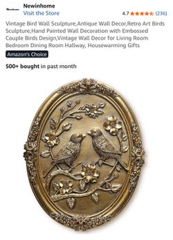 Wall Decoration with Embossed Couple Birds Design,Vintage Wall Decor for Living Room Bedroom Dining Room Hallway