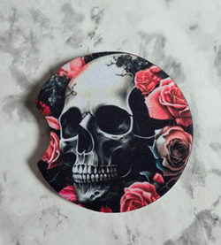 Skull car coasters Absorbent set of 2