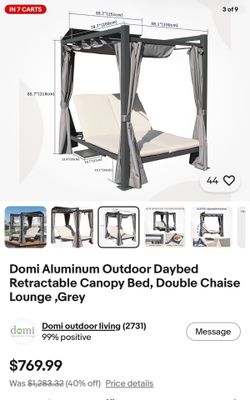 Domi Aluminum Outdoor Daybed with Retractable Canopy / gazebo