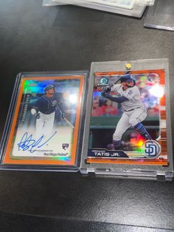 (2) 2019 FERNANDO TATIS JR. TOPPS / BOWMAN CHROME ROOKIE CARDS AND AUTO # /25s ORANGE 🍊 REFRACTORS
