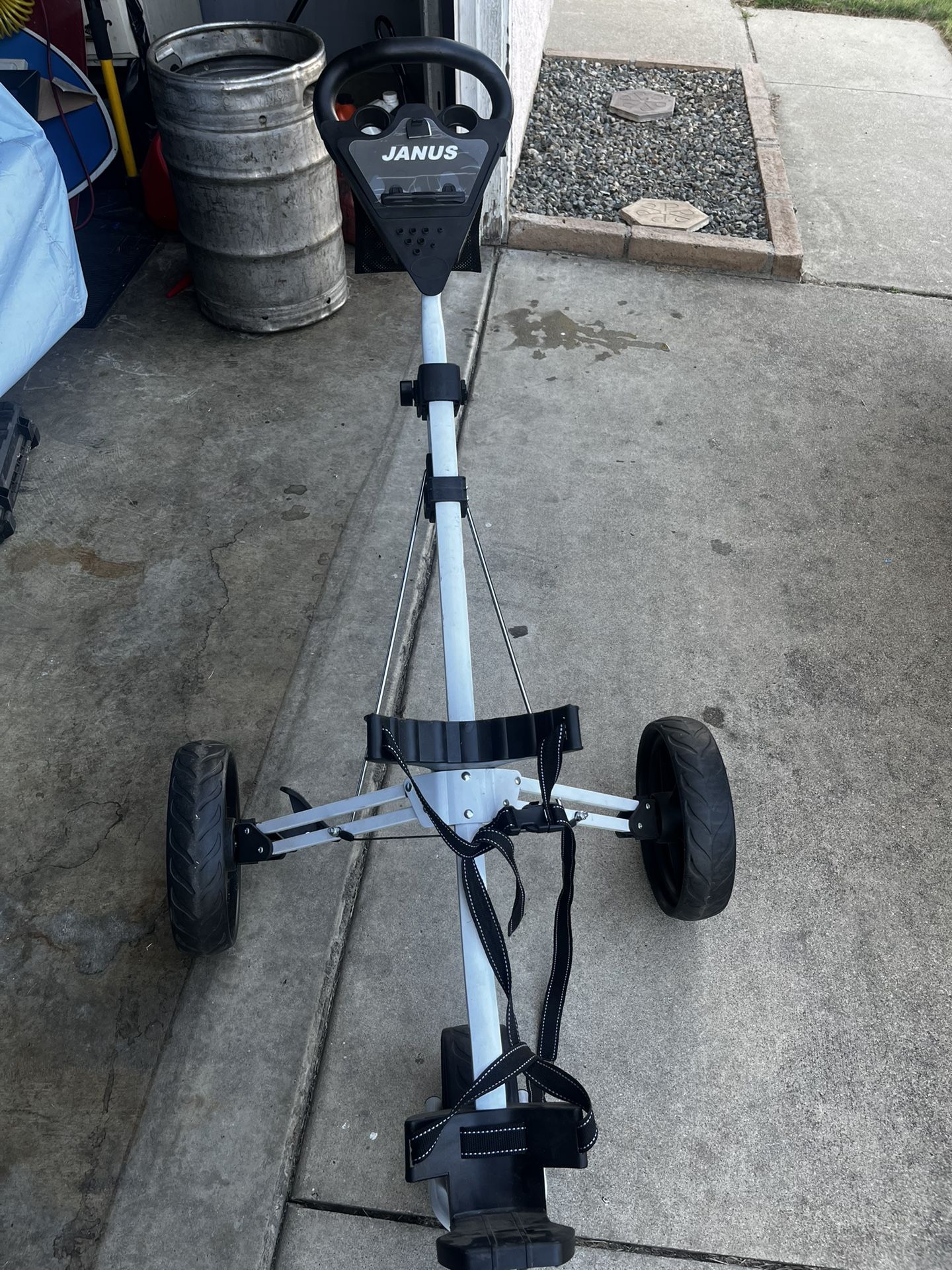 JANUS Golf Push Cart 3 Wheel, Foldable with One-Click Folding, Compact Golf Bag Cart