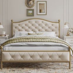 Etta Avenue Shanta Upholstered Royal Bed – Full Size Bed Frame (No Mattress)