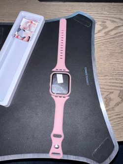 Pink Apple Watch band and protective screen case