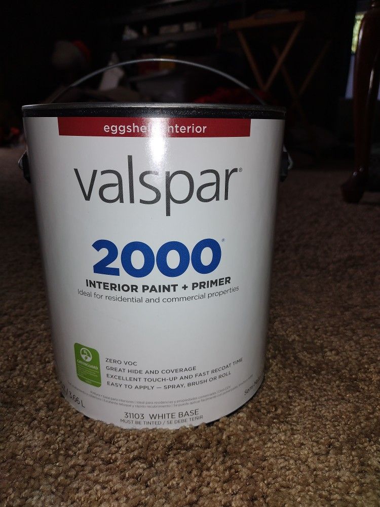 🍀Gallon VALSPAR 2000 Interior Paint + Primer Eggshell 31103 White Base New Unopened