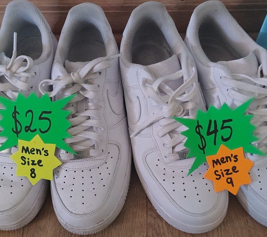 White AF1s , White NIKE's For Sale ! Men's Size 8 & 9