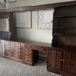 Vintage Ethan Allen CRP old tavern Antique pine modular set. Solid Antiqued Pine Wall Unit.