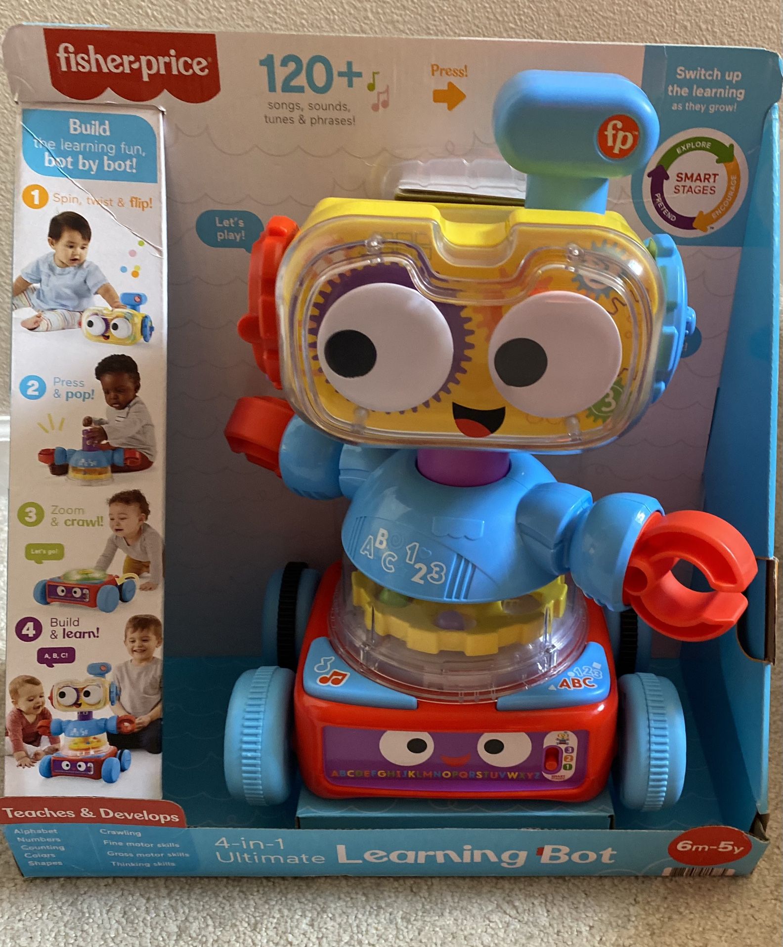 Fisher-Price Baby Toddler & Preschool Toy 4-In-1 Learning Bot With Music  Lights & Smart Stages Content For Ages 6+ Months