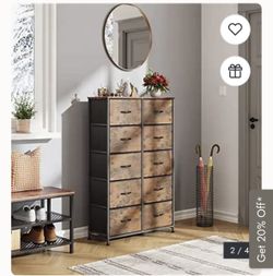 Tall Dresser for Bedroom with 10 Drawers - Rustic Brown Wood Grain Print