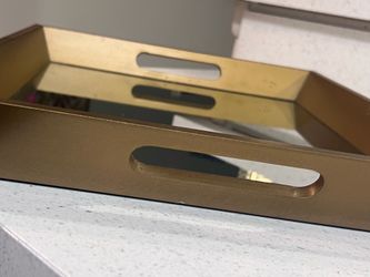 Gold Mirror Decorative Tray with Handles