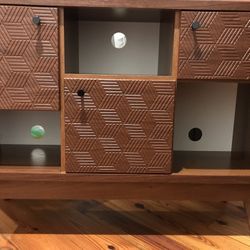 Geometric Walnut Media Console