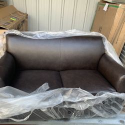 HERCULES Diplomat Series Brown Leather Loveseat