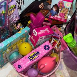 I Have A Barbie Easter Basket A Moana Princess And A Smurfs Left$  20 $25