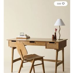 3 drawer Rattan Desk