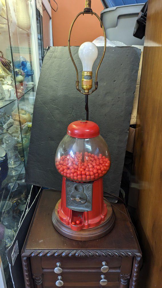 Antique Red Gumball Machine Lamp 