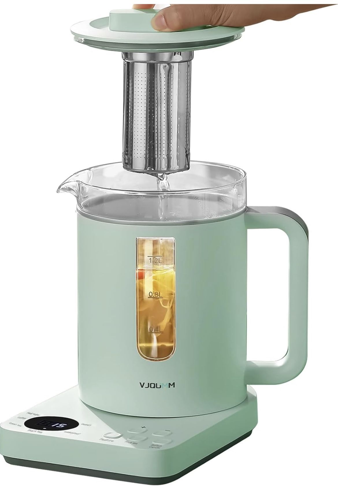 Electric Kettle With Tea Infuser, Health Pot For Loose Tea Leaf/Herbal, 1.2L Capacity Glass Pot Body, Temperature Control, Fast Water Heating, Hand-br
