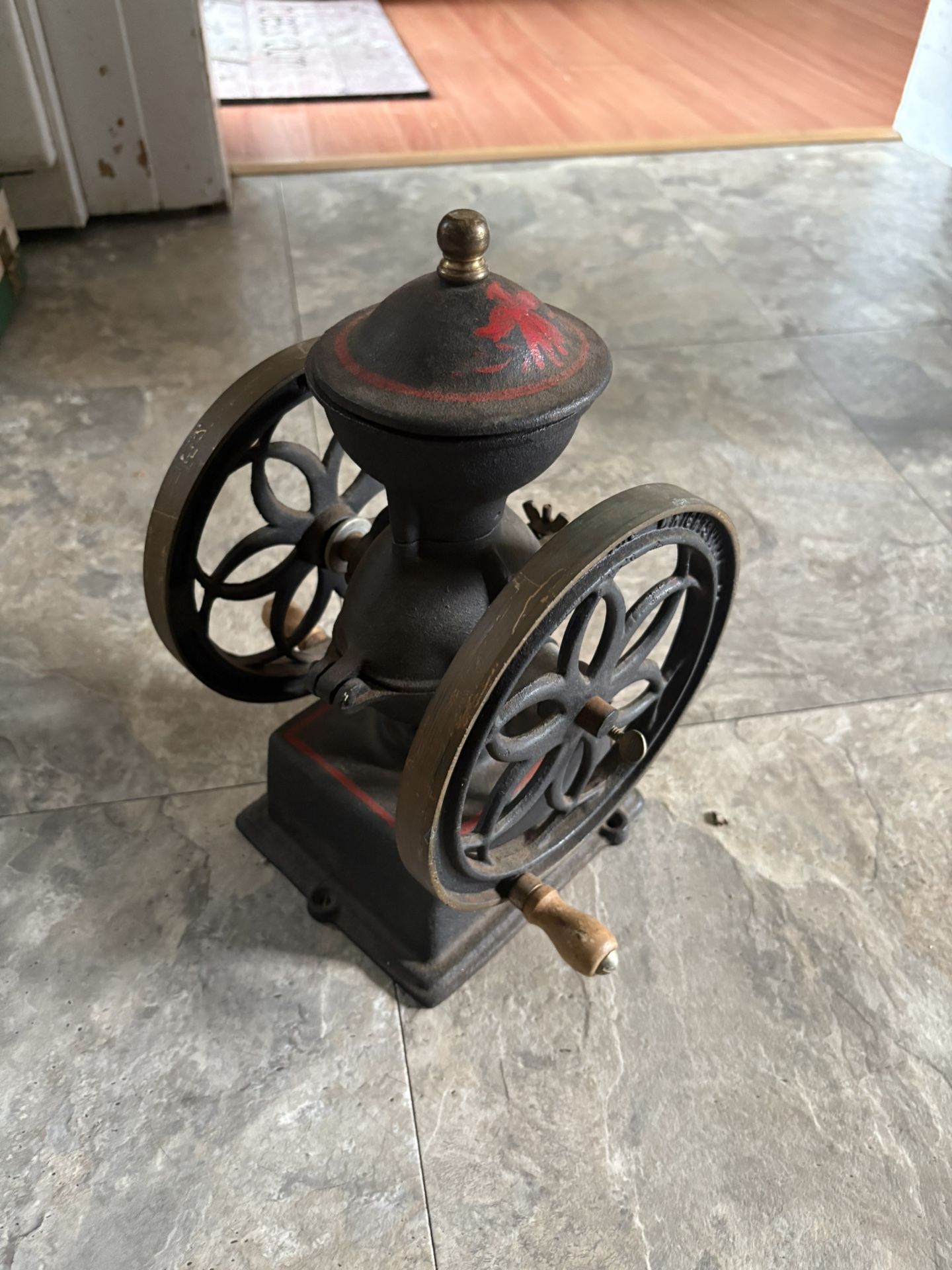 VINTAGE JOHN WRIGHT INC  WRIGHTSVILLE  PA CAST IRON COFFEE GRINDER/MILL