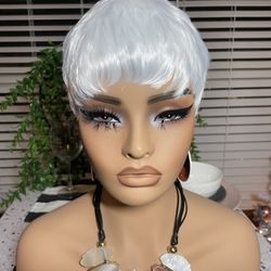 Platinum Blonde Pixie Cut Synthetic Wig
