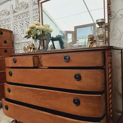 Antique  Carved vanity dresser, w/ Mirror