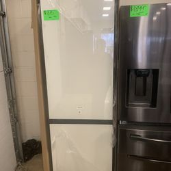 New Samsung 24” Bottom Freezer Fridge In White Glass 6 Months Warranty 