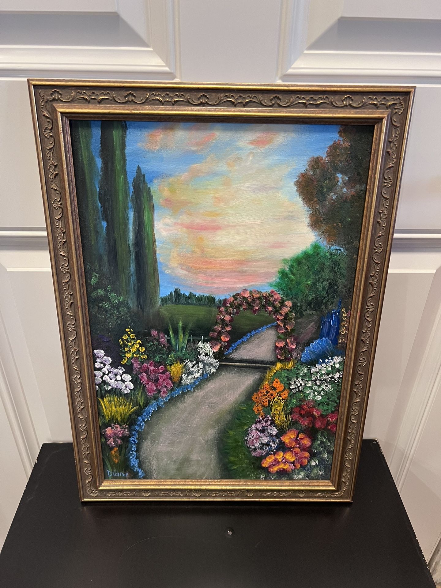 painting and wood frame 21.5” x 15.5”