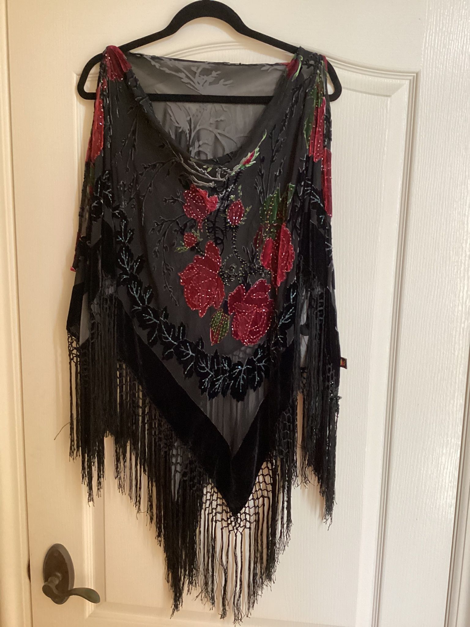 New Velvet Burn Out Poncho