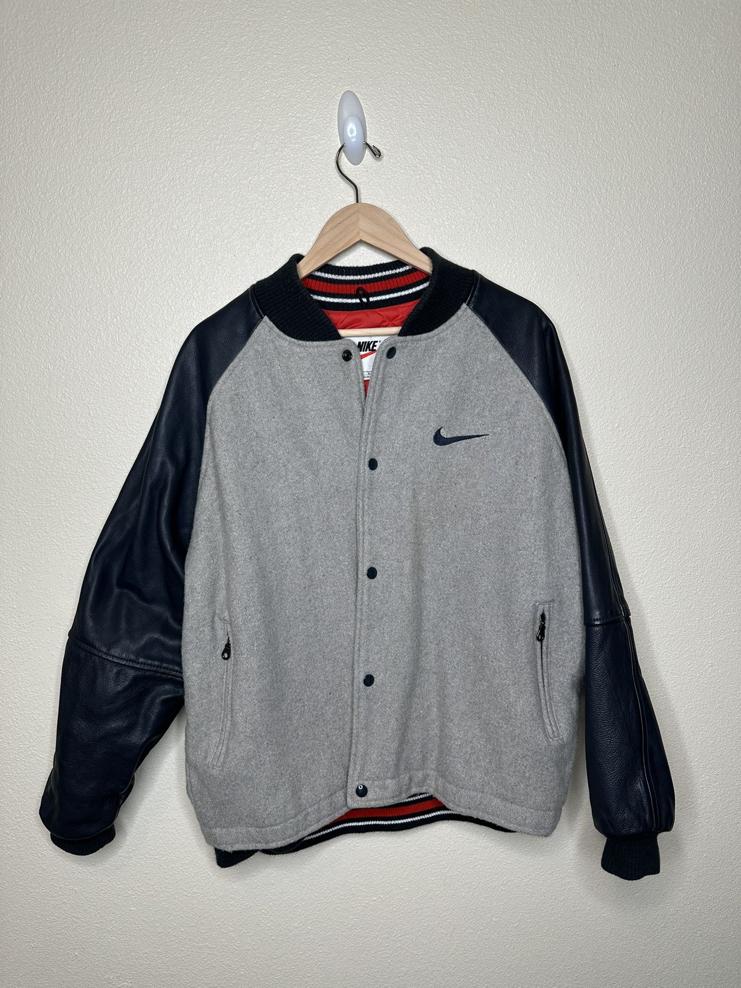 Vintage 90s Nike Leather/wool Sports Jacket