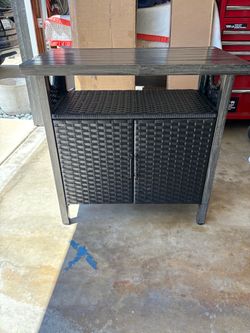 Outdoor Patio Bar Cart / Table with Storage Cabinet