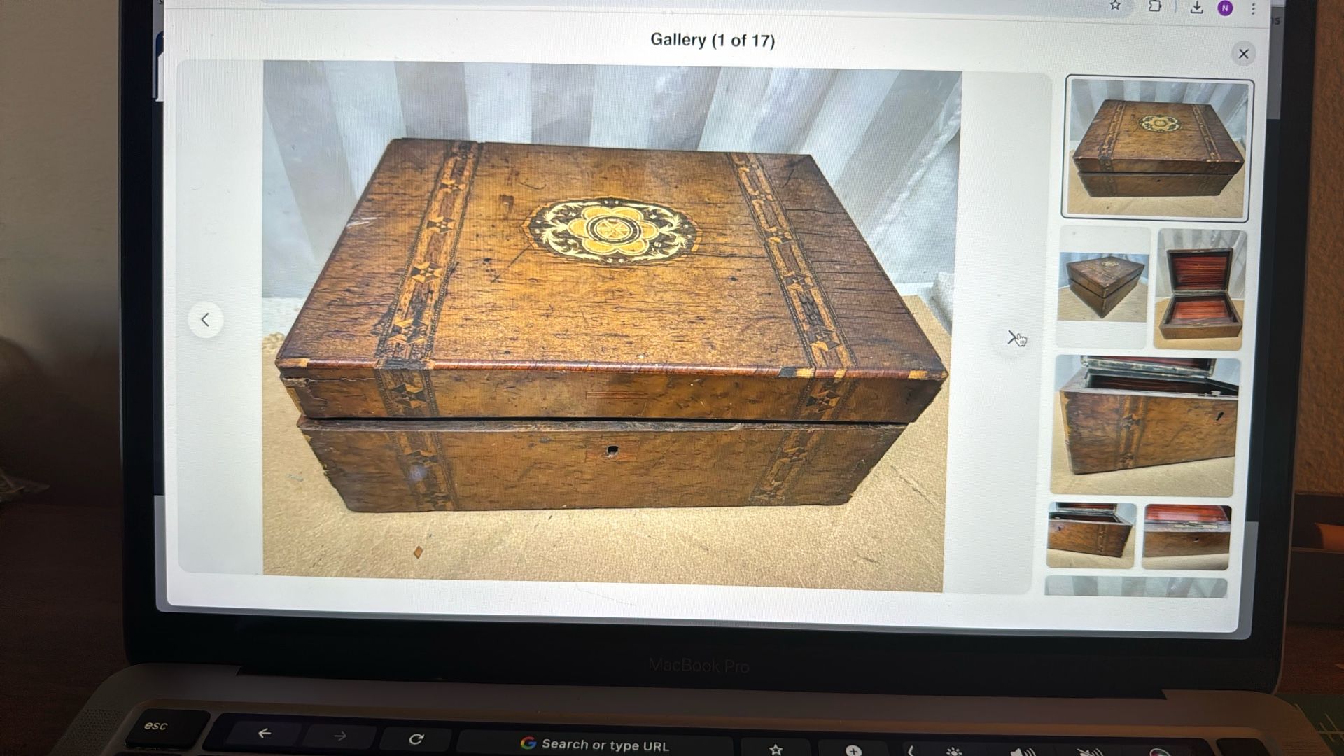 Antique Victorian Wooden Box with Inlay 