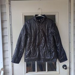 Womens FADED GLORY Size M Reversible Puffer Jacket Coat Satin and Matte Black