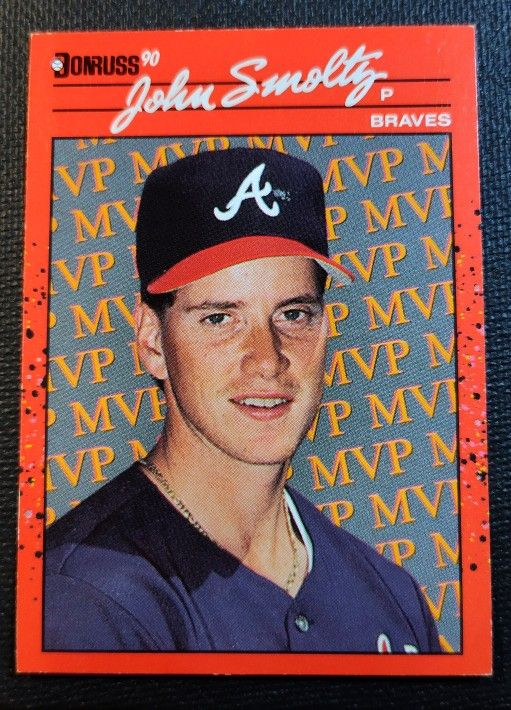 1990 Donruss MVP Error Card #BC-12 John Smoltz Pictured Is Tom Glavine Card is In Excellent Condition.