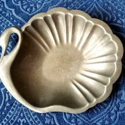 Vintage Pewter Swan Trinket Tray