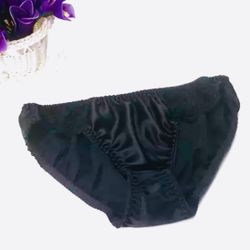 Luxury 100% mulberry silk panties briefs bikinis-Size L-Black