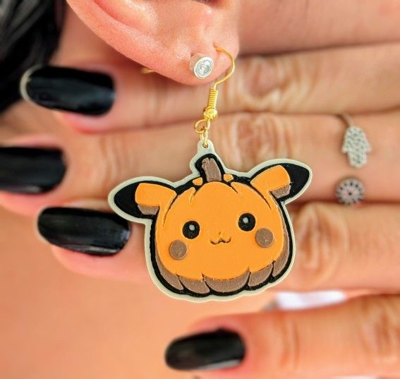 Pikachu Halloween Earrings & Keychain Bundle "PumkinChu"
