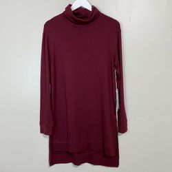 Another Love Women’s Knit Tunic Turtleneck Long Sleeve Dress Maroon Sz Small NWT