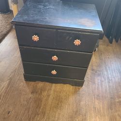 3 Drawer Black Nightstand