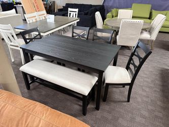 Gorgeous black wood table set 