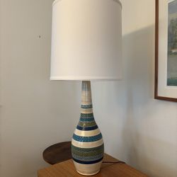 Large Mid-Century Lamp — Ceramic With Custom Shade