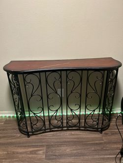 Wrought Iron and Wood Entryway Table