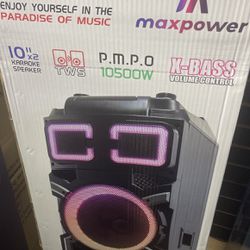 Max Power inerno 10   bluetooth Wireless Speaker Rechargeable 10000W , X-Bass 10”x2 comes with microphone 🎤 and remote 