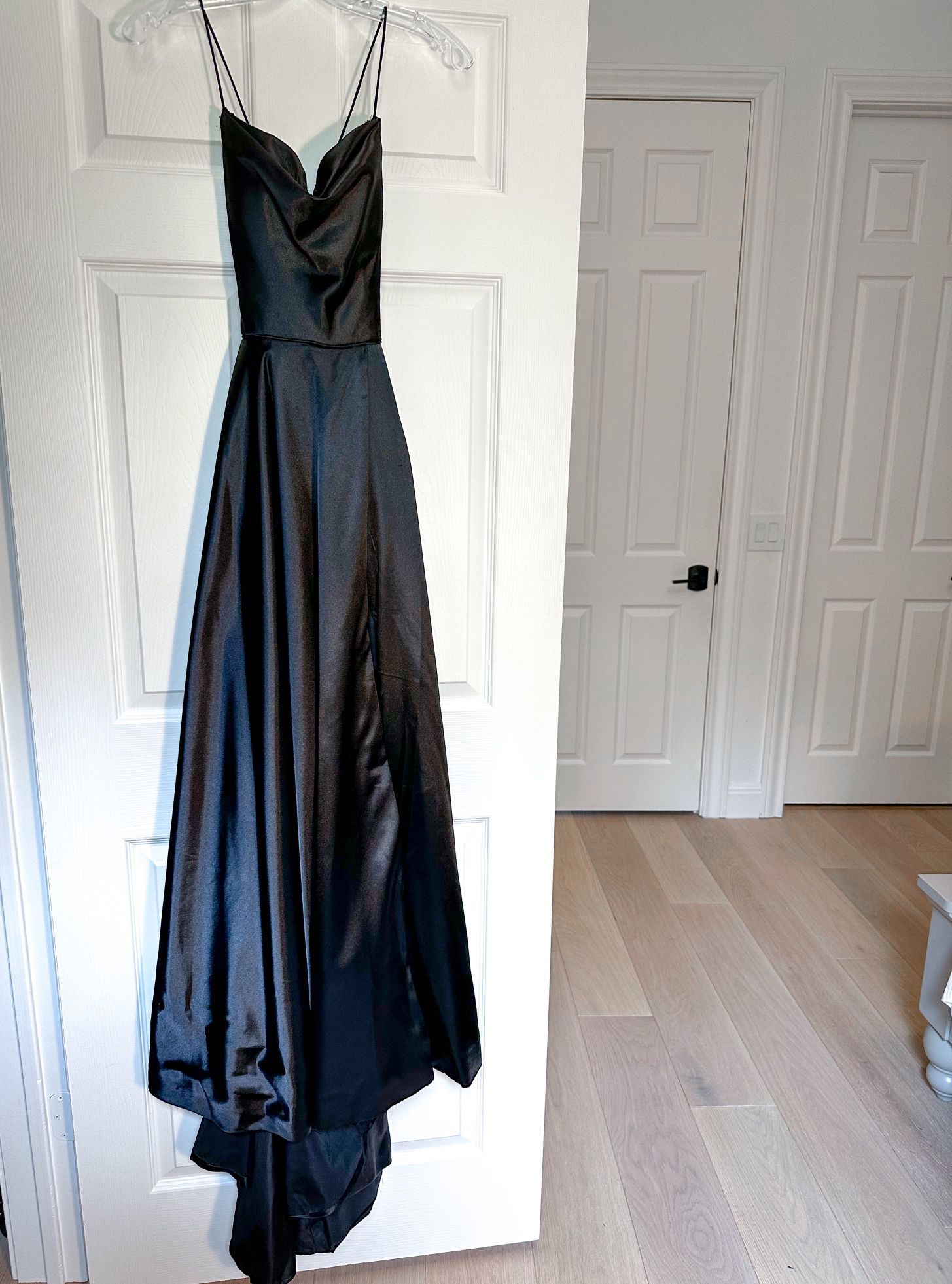 Sherri Hill Black Satin A-Line Prom Dress (size 0)