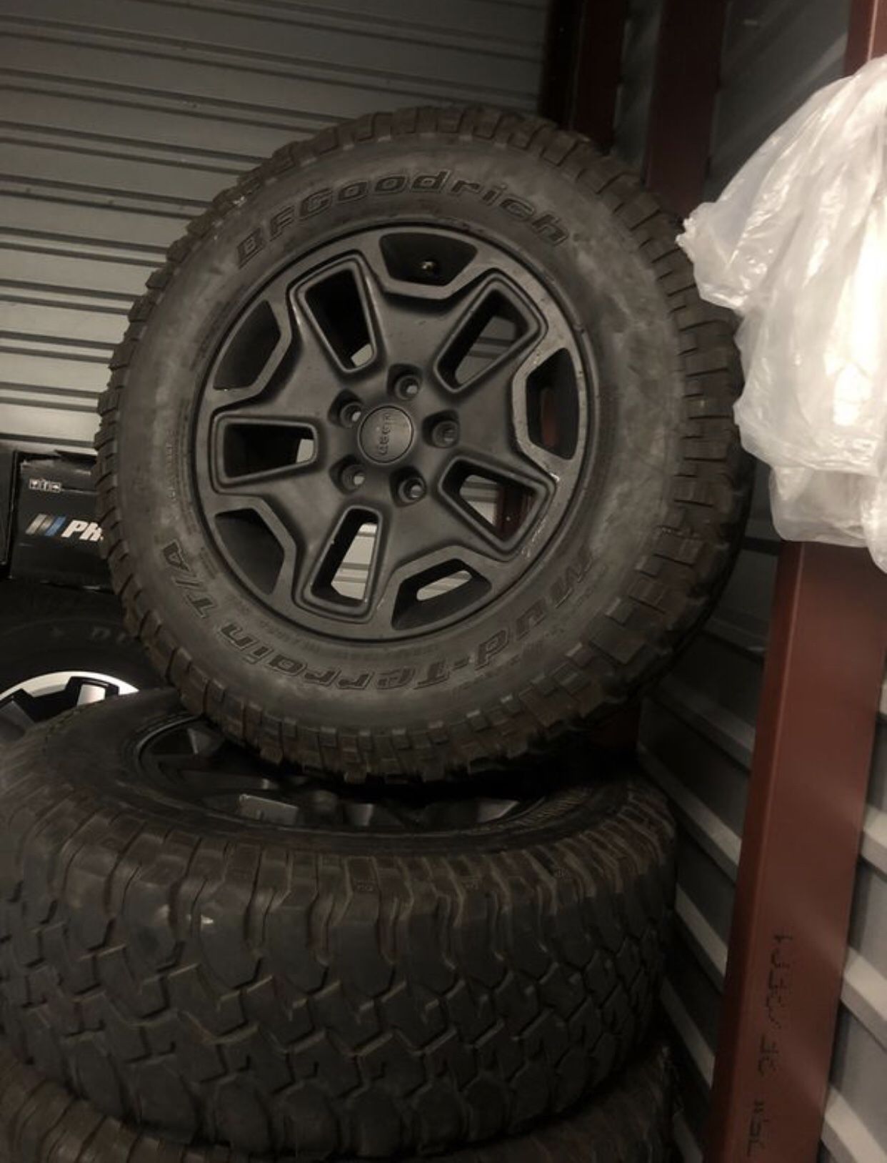 Matte black Jeep rubicon wheels rims with tires